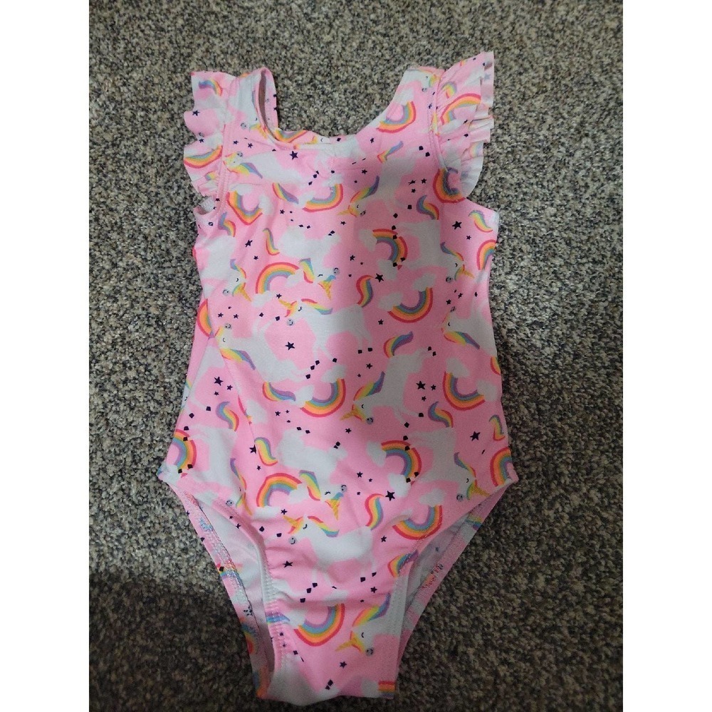 Swimsuit 2T pink unicorns and rainbows